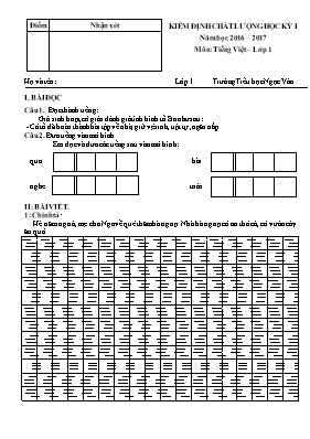 Đề kiểm định chất lượng học kì I Tiếng việt lớp 1 - Năm học 2016-2017 - Trường Tiểu học Ngọc Vân